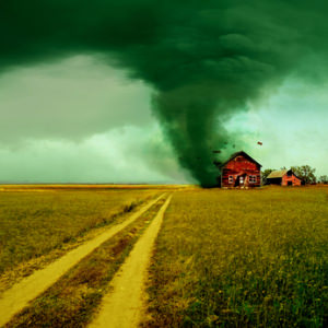 Tornado hitting a house